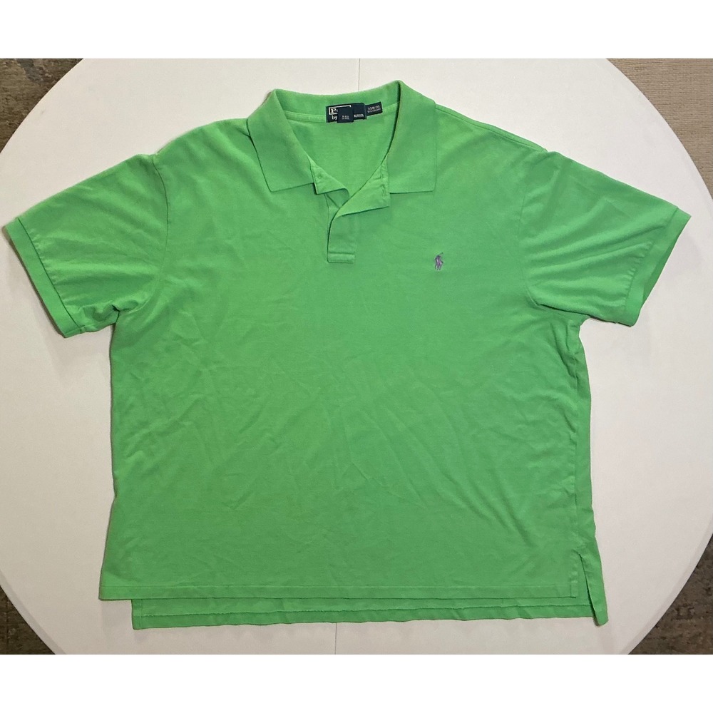 VTG Y2K Polo Ralph Lauren Mens 3XB Green‎ Short Sleeve Pique Polo Preppy Hip Hop